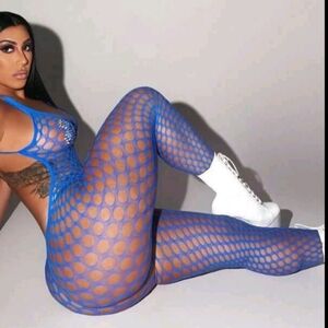 Elegant Blue Fishnet Chemise